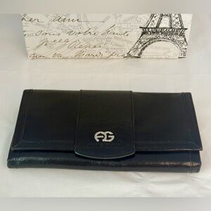 🌸Anais Gvani pre-owned Black Leather Wallet with Silver Logo